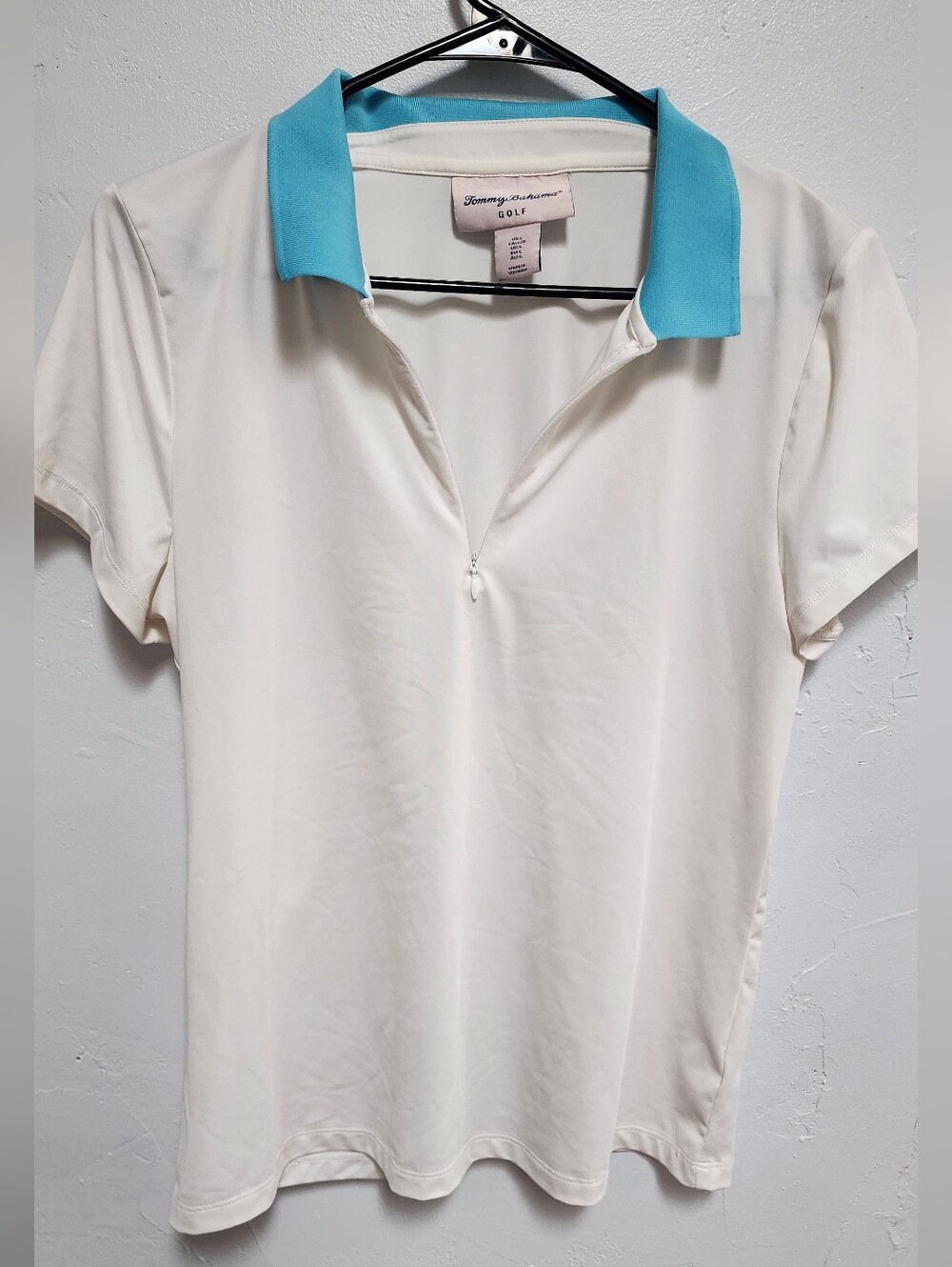 Tommy Bahama Women's White Polo with Aqua Collar